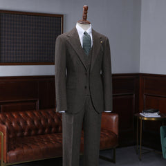 Arthur Latest Coffee Small Plaid Three Pieces Men’s Business Suit