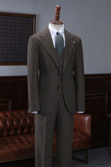 Arthur Latest Coffee Small Plaid Three Pieces Men’s Business Suit