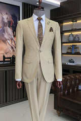 Arvin Chic Khaki Notched Lapel Two-Piece Prom Suit For Men