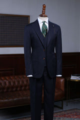 Arvin Modern Navy Blue Striped Slim Fit Custom Business Suit