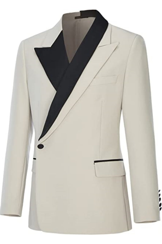 Ashbur Simple Beige Peaked Lapel Men's Prom Suit