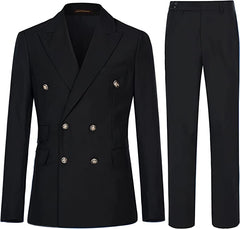 Aubrey Formal Black Peak Lapel Double-Breasted Business Ensemble