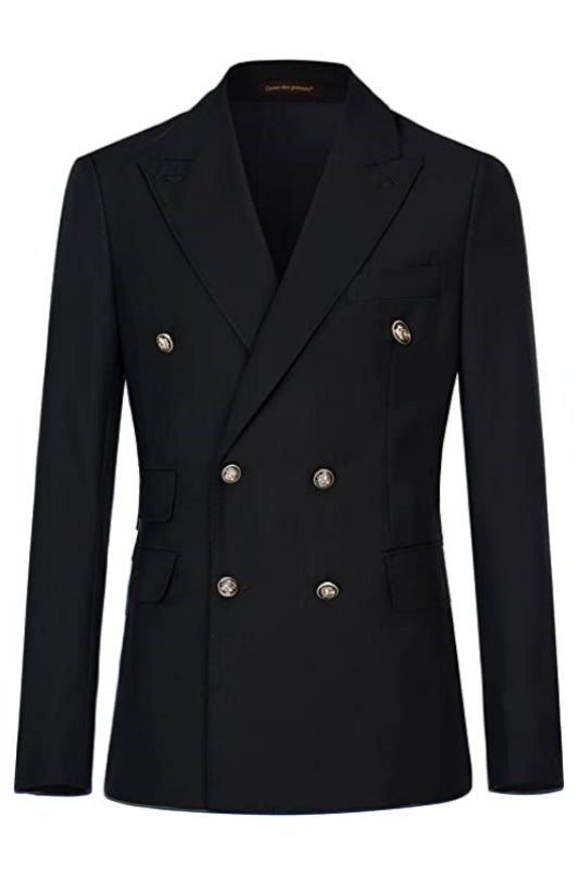 Aubrey Formal Black Peak Lapel Double-Breasted Business Ensemble