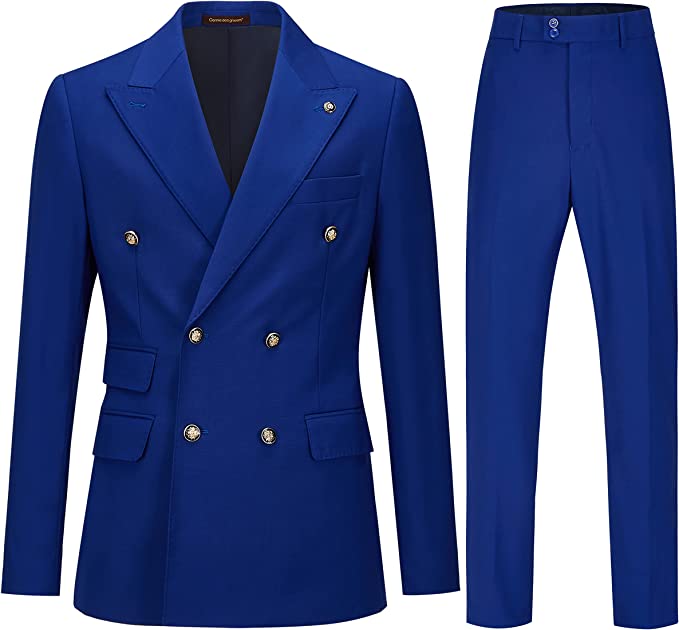 Baird Stylish Royal Blue Double-Breasted Peaked Lapel Prom Suit