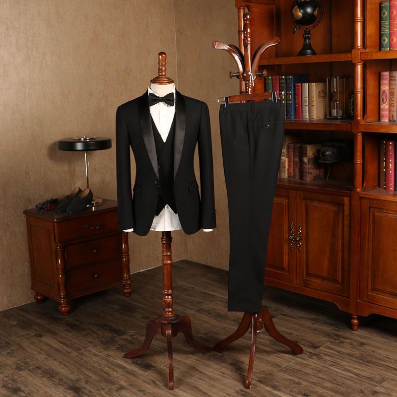 Baldwin All Black Three Pieces Custom Wedding Suit for Grooms