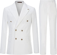 Bancroft Clean White Double Breasted Peaked Lapel Prom Attire