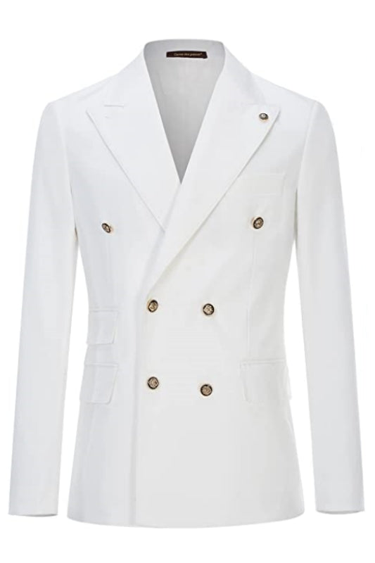 Bancroft Clean White Double Breasted Peaked Lapel Prom Attire