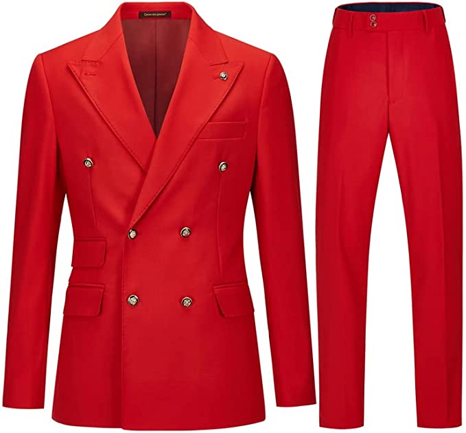 Barlow Stylish Red Double-Breasted Peaked Lapel Prom Suit For Men