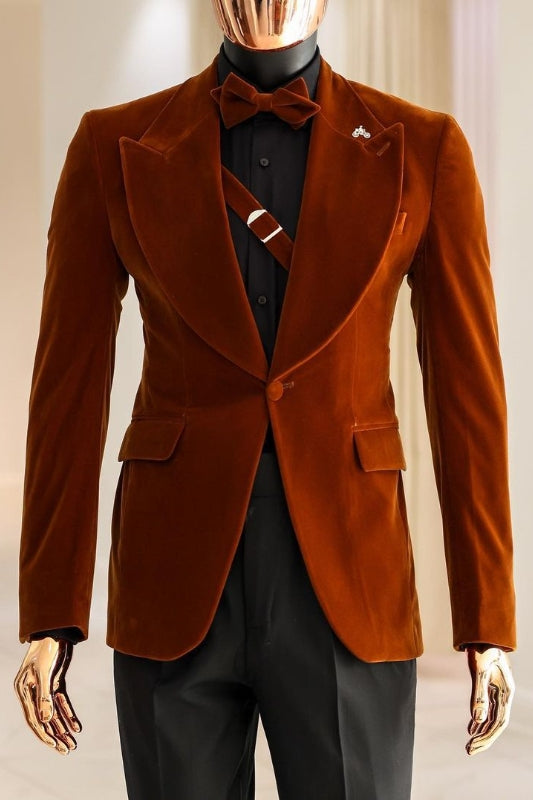 Barry Bespoke Sienna Peaked Lapel Two-Piece Velvet Prom Suit