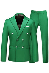 Bartholomew Contemporary Green Peaked Lapel Double-Breasted Prom Suit