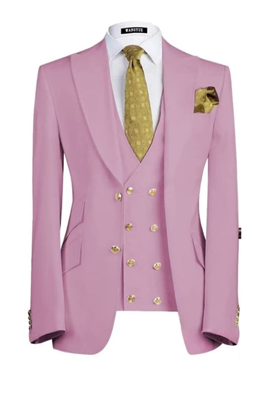 Bartley Chic Lavender Three-Piece Peaked Lapel Tailored Prom Attire for Men