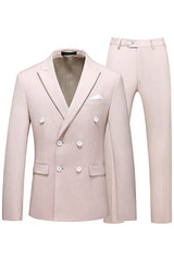 Barton Elegant Light Pink Double-Breasted Peaked Lapel Prom Suit