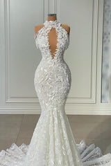 Beautiful Long Mermaid Sleeveless Wedding With Dresses Lace