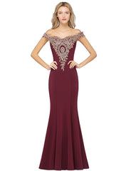 Beautiful Off-the-shoulder Floor-Length Dress with Lace Appliques