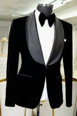 Beck Latest Arrival Black Velvet Wedding Suit With Black Satin Collar