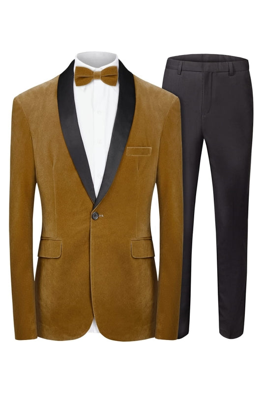 Beck Stylish Brown Shawl Collar Two-Piece Velvet Groom's Suit