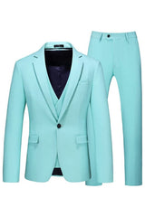 Benedict Minimalist Light Blue Notched Lapel Three-Piece Prom Suit For Men