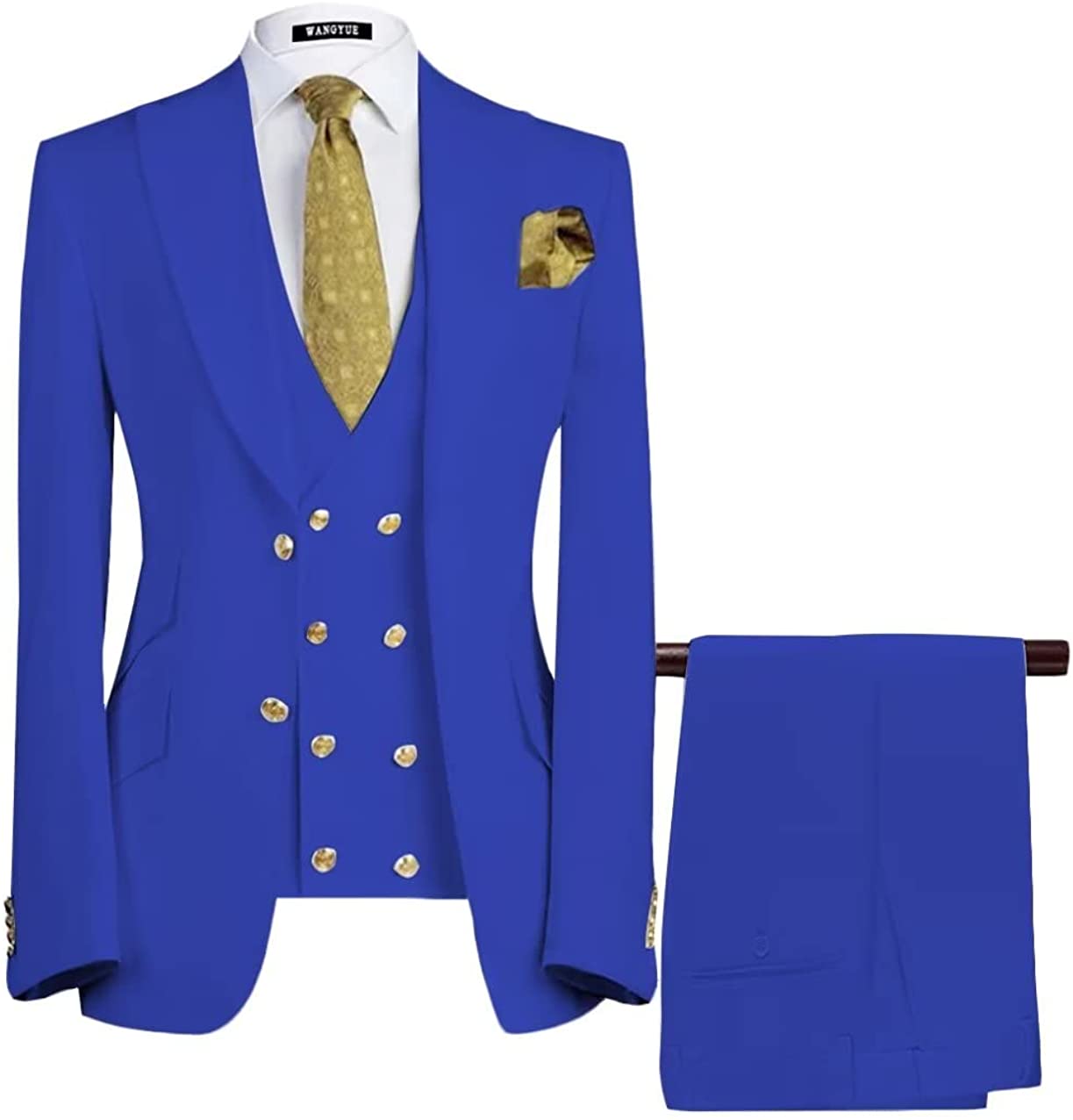 Benjamin Bespoke Royal Blue Three-Piece Peaked Lapel Prom Suit For Men