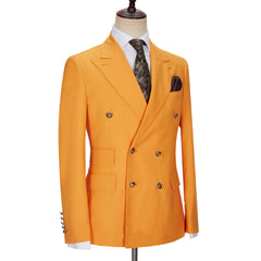 Benjamin New Orange Double-Breasted Peaked Lapel Men’s Suit