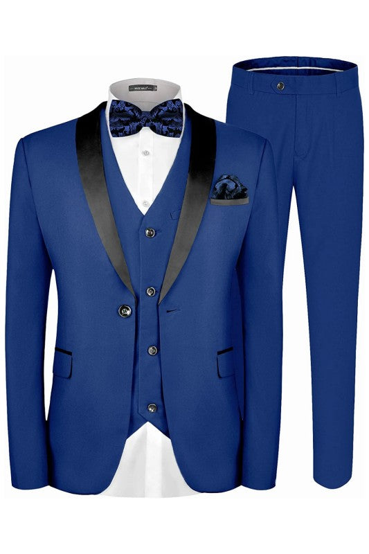 Bennett Elegant Royal Blue Three-Piece Shawl Collar Groom's Suit