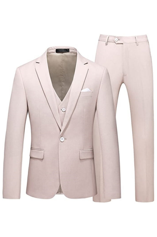 Bennett Minimalist Pale Pink Notched Lapel Three Piece Prom Ensemble