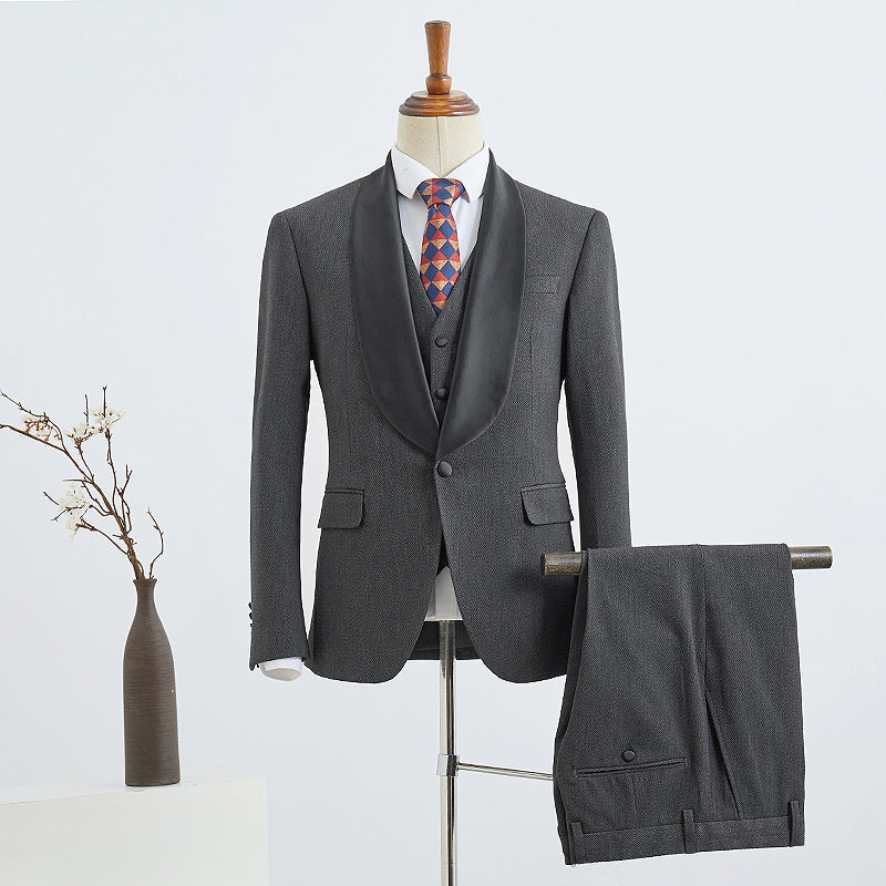 Bennett Trendy Dark Gray Three Pieces Slim Fit Groom’s Wedding Suit