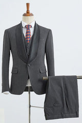 Bennett Trendy Dark Gray Three Pieces Slim Fit Groom’s Wedding Suit