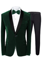 Benson Stylish Deep Green Shawl Collar Two-Piece Groom's Wedding Attire