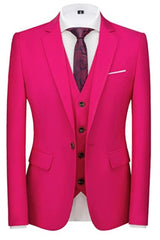 Bert Rose Red Slim Fit Three-Piece Notched Lapel Prom Suit For Men