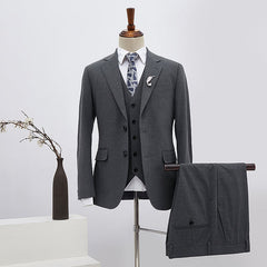 Bing Classic Dark Gray Three Pieces Slim Fit Custom Formal Men’s Wear