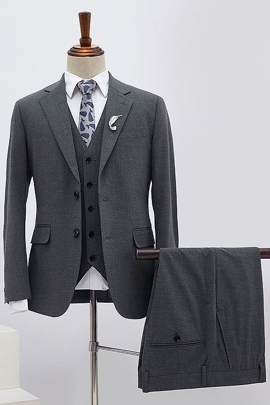 Bing Classic Dark Gray Three Pieces Slim Fit Custom Formal Men’s Wear