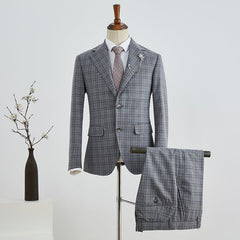 Bishop Trendy Gray Plaid Slim Fit Tailored Men’s Business Suit