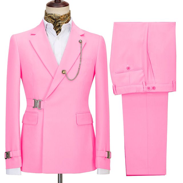 Blake Elegant Pink Slim Fit Notched Lapel Formal Business Men’s Suits