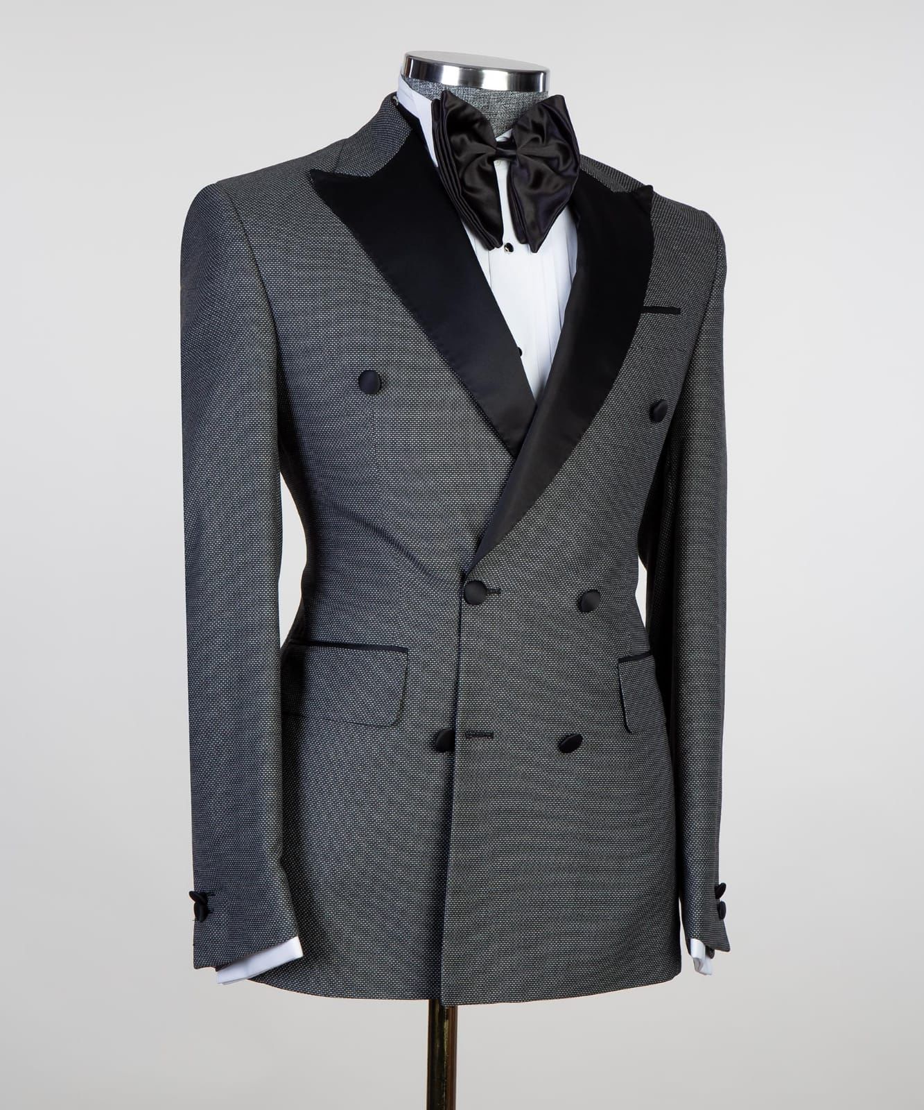 Bobby Charcoal Gray Fashion Double-Breasted Peaked Lapel Men’s Suit