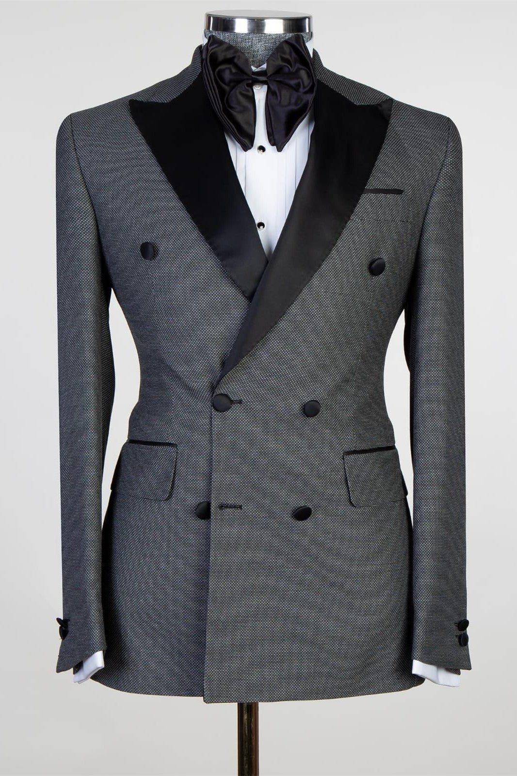 Bobby Charcoal Gray Fashion Double-Breasted Peaked Lapel Men’s Suit