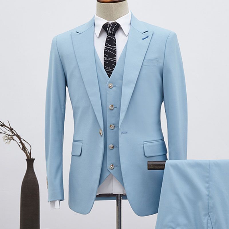 Boyce Stylish Sky Blue Three Pieces Single Breasted Slim Fit Custom Business Suit