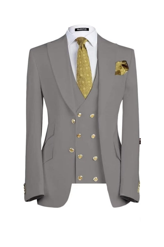 Boyd Custom Gray Single-Breasted Three-Piece Business Men's Suit