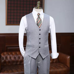 Boyd Gray Formal Notched Lapel Three-Piece Business Suit