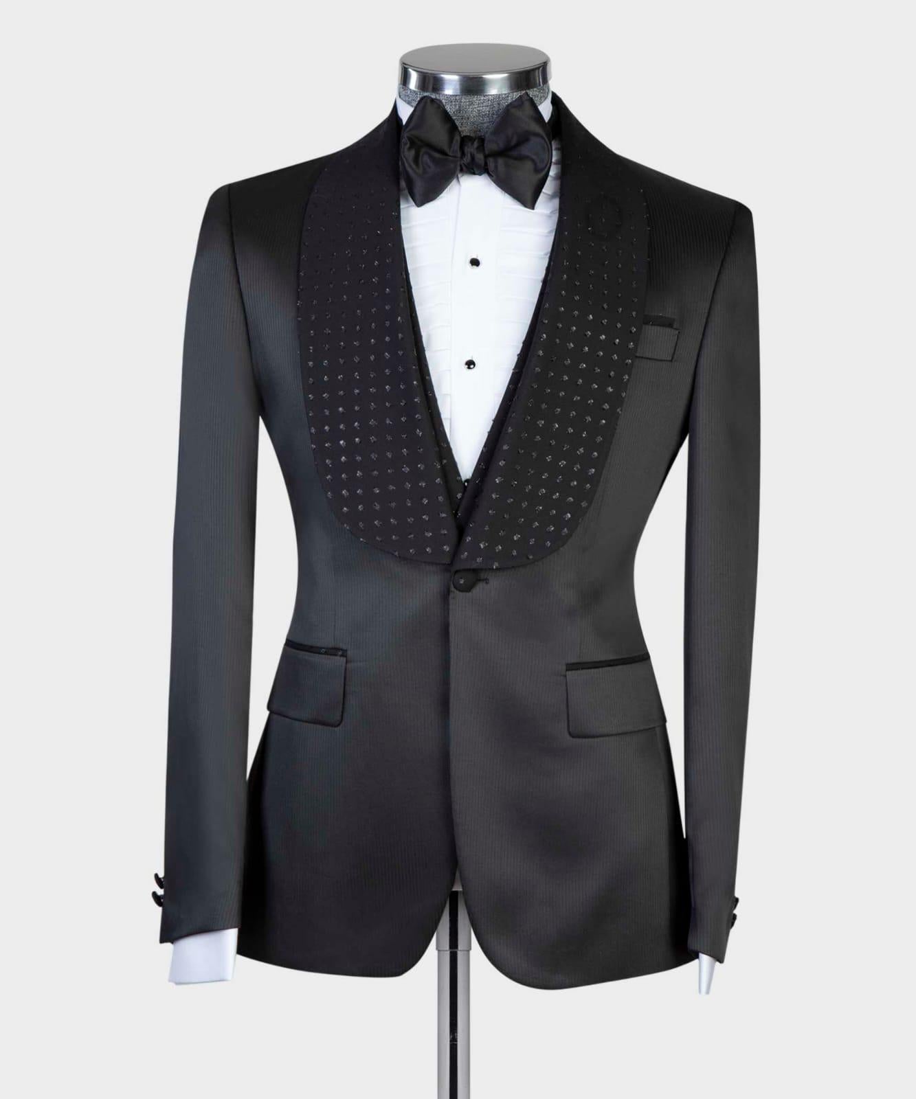 Bradford Black Two-Piece Shawl Lapel Custom Wedding Suits