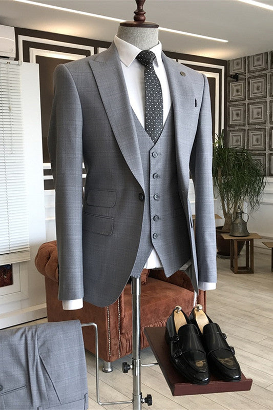 Bradley Gray Bespoke Three-Piece Peaked Lapel Business Suit