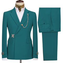 Brayden Blue Green Notched Lapel Contemporary Two Pieces Men’s Suits