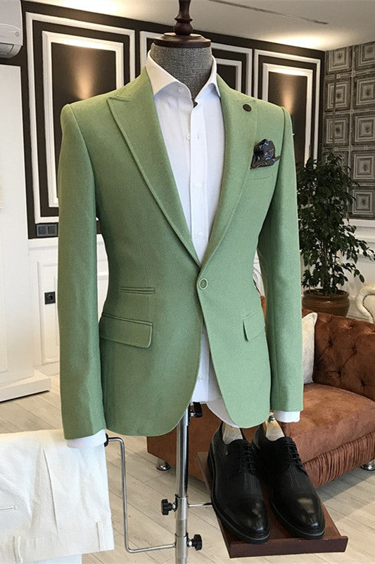 Broderick Stylish Forest Green Peaked Lapel Men's Prom Wear