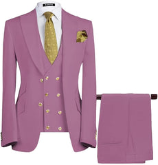 Brook Contemporary Wisteria Three-Piece Peaked Lapel Prom Ensemble For Men