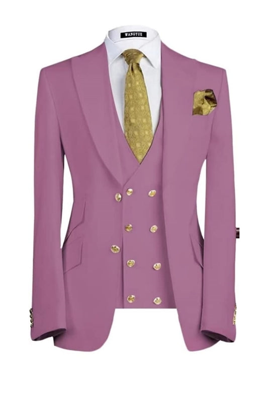 Brook Contemporary Wisteria Three-Piece Peaked Lapel Prom Ensemble For Men