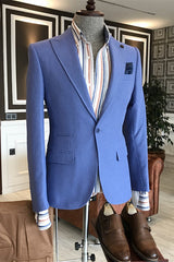 Brook Stylish Blue Peaked Lapel Prom Suit For Men