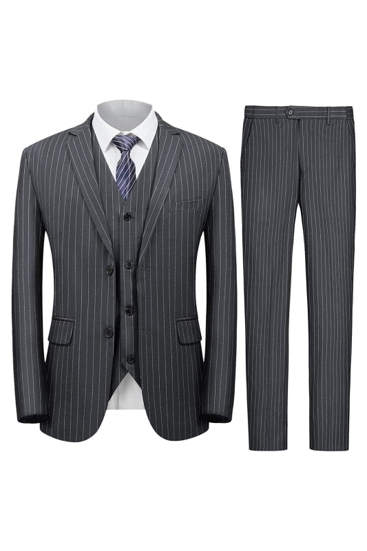 Bruno Stylish Gray Three-Piece Notch Lapel Men's Business Suit