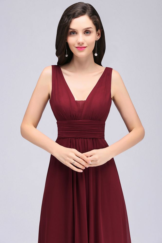 MISSHOW offers gorgeous Burgundy,Grape,Dark Navy,Black V-neck party dresses with delicately handmade Ruched in size 0-26W. Shop Floor-length prom dresses at affordable prices.