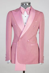 Burton Trendy Pink Peaked Lapel Double Breasted Prom Outfit