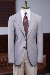 Byron Charming Gray Plaid Notched Lapel Men's Prom Suit