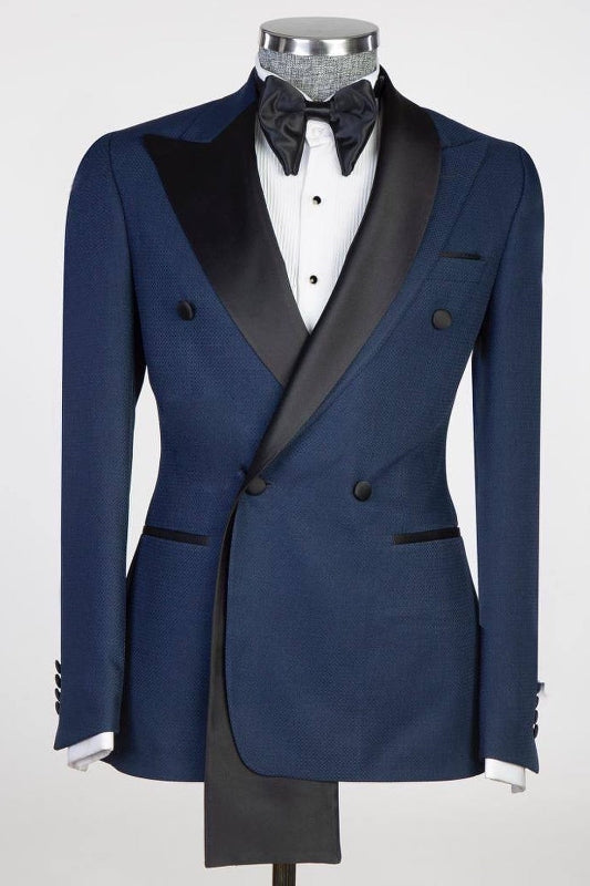 Byron Classic Navy Blue Double-Breasted Peaked Lapel Prom Suit